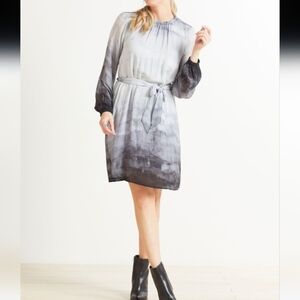 Cloth & Stone Gray Ombre Long Sleeve Mini Dress Sz S Boho Grunge Chic